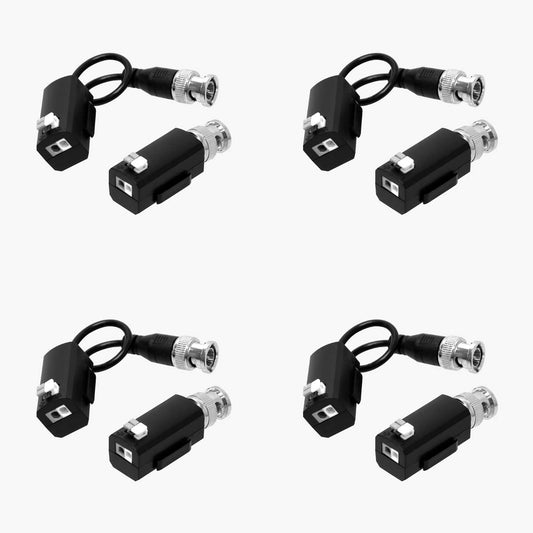 4 Pairs of eSecure HD-EV01P-03 HD Passive Video Balun Network Transceiver, HDTVI HDCVI AHD CVBS 3MP 4MP 5MP 4K Camera DVR CCTV System, BNC to UTP CAT
