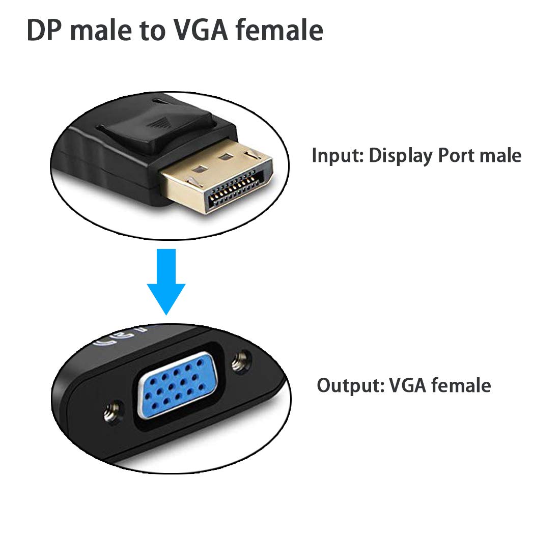 Ankey Display Port to VGA Adapter,4 Pack Gold-Plated DisplayPort DP to VGA Converter (Male to Female) for Computer, Desktop, Laptop, PC, Monitor