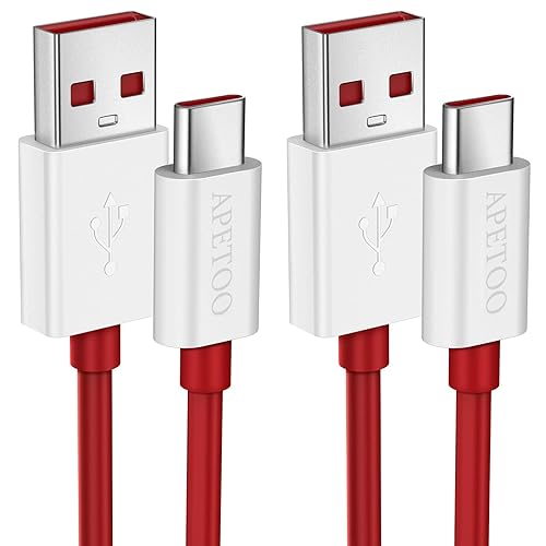 APETOO USB-A to USB-C Cable for OnePlus 15/15R/13/12/11 5G/10 Pro 6FT, 2-Pack A to C Cable for Warp-Charging 65W Super Fast Charge Cord for OnePlus 8