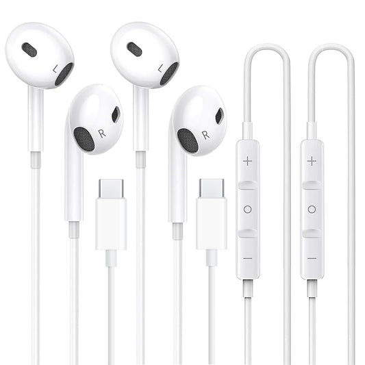 2 Pack-USB C Headphones for iPhone 17/16/15 Pro Max Plus, Type C Earphones with Microphone Volume Control, Noise Cancelling in-Ear Earbuds for iPad…