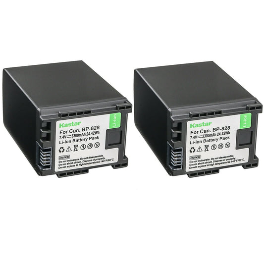 Kastar 2-Pack BP-828 Battery 7.4V 3300mAh Replacement for Canon BP-820 BP820, BP-828 BP828 Battery, Canon CG-800 CG800 Charger, Canon VIXIA HF G50 UHD
