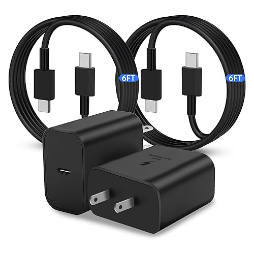 45W Super Fast USB C Charger[2 Pack],45 Watt Type C Charger Wall Charging Block with 2X 6ft Cable for Sam Sung Galaxy S24/S23 Ultra/S23+/S22