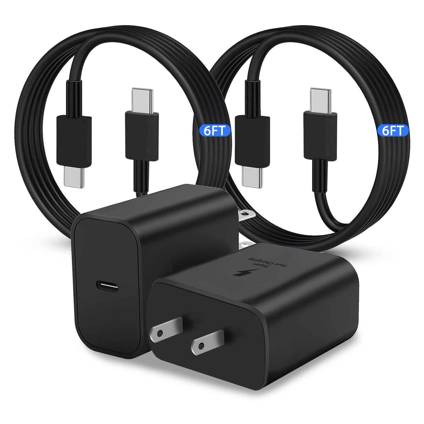 45W Super Fast USB C Charger[2 Pack],45 Watt Type C Charger Wall Charging Block with 2X 6ft Cable for Sam Sung Galaxy S24/S23 Ultra/S23+/S22