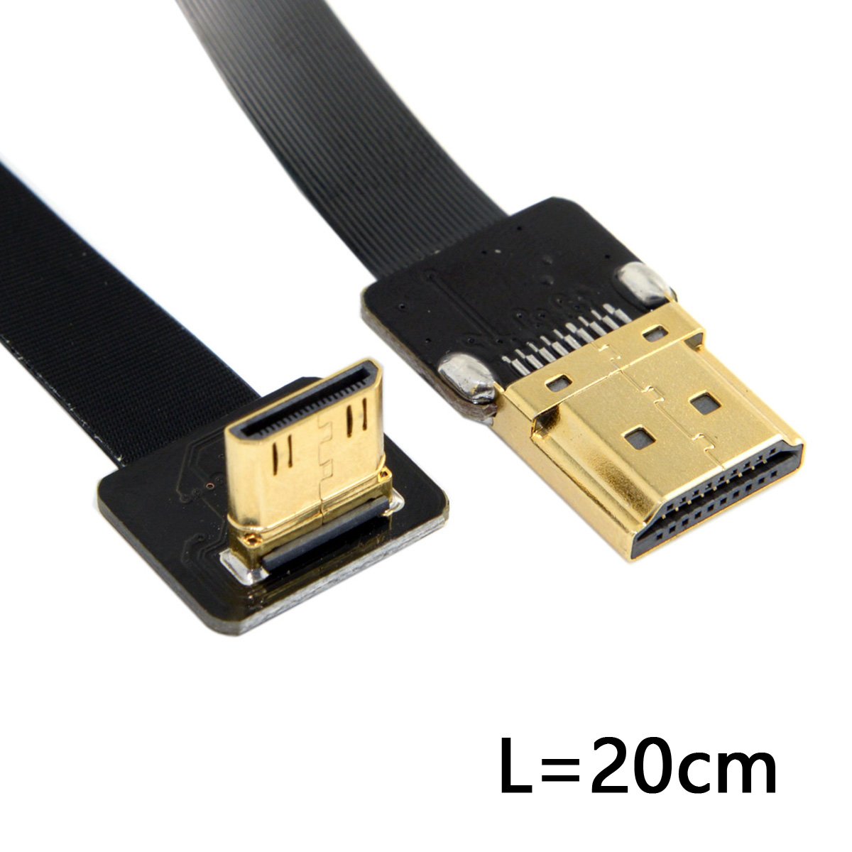 chenyang CYFPV Up Angled 90 Degree FPV Mini HDMI Male to HDMI Male FPC Flat Cable for FPV HDTV Multicopter Aerial Photography 20cm