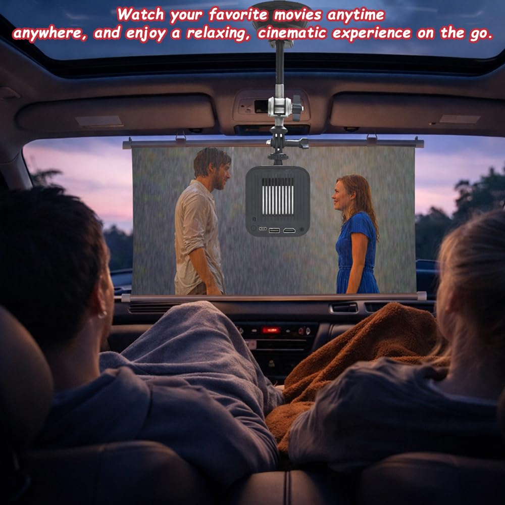 Car Projector, Mini Portable outdoor Projector Kit with 30FT Screen (16:9), Supports 4K HD Ideal for Car, Travel and Outdoor Movie Nights