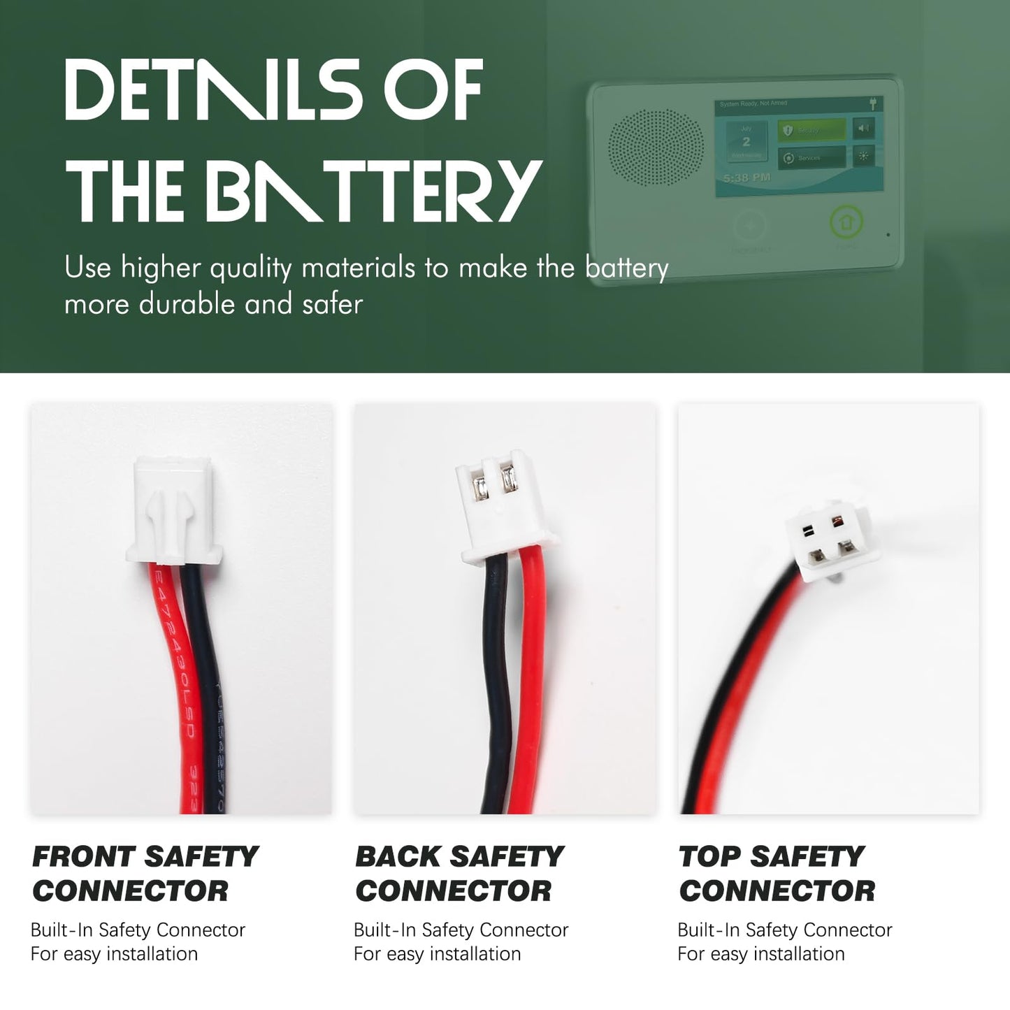 LeeCrynoid BATT1 7.2V 2800mAh Ni-MH Replacement Battery for Control Panel Security System Alarm Battery Compatible with BATT1X BATT2X 6MR2000AAY4Z
