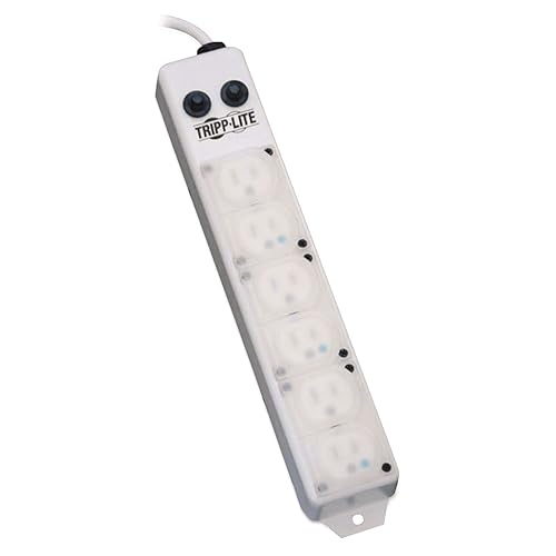 Tripp Lite Safe-IT Medical-Grade Power Strip for Patient-Care Vicinity, 6 15A Hospital-Grade Outlets, 15ft. Cord, UL 1363A, White, (PS-615-HG-OEM)
