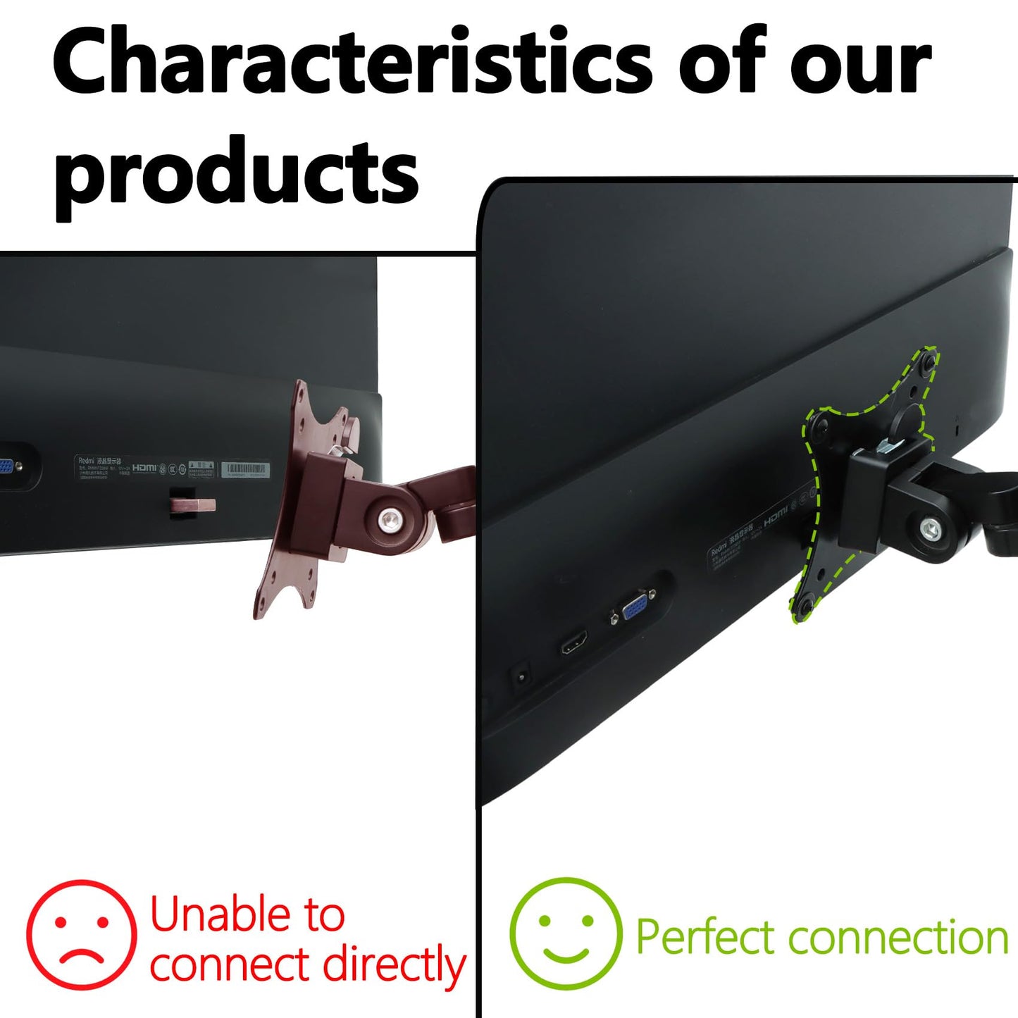 Yunquehe G24 Vesa adapter Compatible with Xiaomi mi 23.8" monitor?Fits A24 ,G24 ,1C,1A,RMMNT238NF?-Mount Bracket for VESA 75x75 to 100x100 Monitor