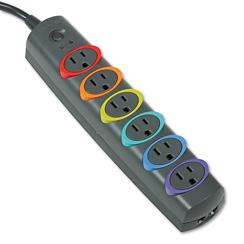Kensington SmartSockets 6-Outlet, 7-Foot Cord, & 945 Joules Standard Surge Protector (K62147NA), Gray