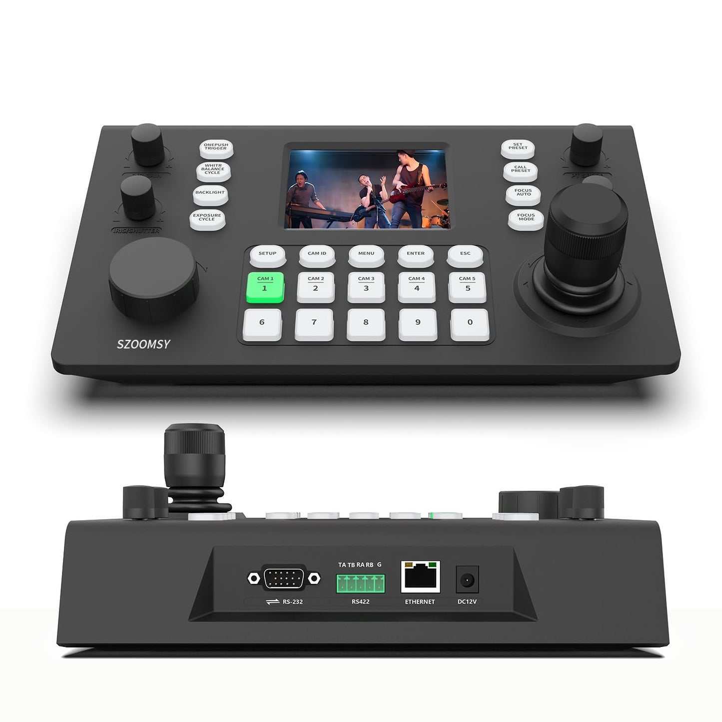 SZOOMSY PTZ Controller, 3.49“Lcd Screen, Real-Time Decoding Preview, Supports NDI POE, Visca Pelco-D/P, RS422/RS485, RS232, RJ45 LAN, Suitable For PTZ