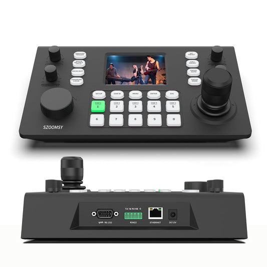 SZOOMSY PTZ Controller, 3.49“Lcd Screen, Real-Time Decoding Preview, Supports NDI POE, Visca Pelco-D/P, RS422/RS485, RS232, RJ45 LAN, Suitable For PTZ