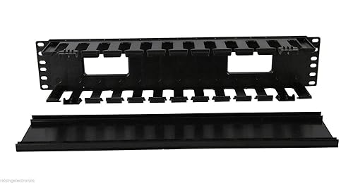 Raising Electronics 19 Inch 2U Rack Mount Cable Management Unit 12 Slots with Panel Plastic