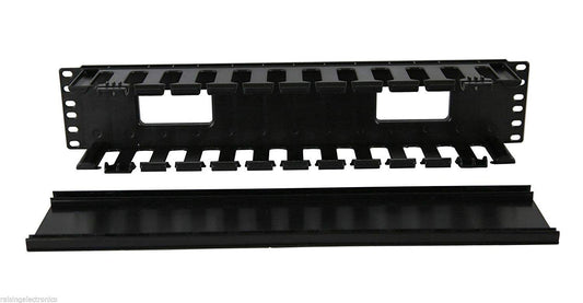 Raising Electronics 19 Inch 2U Rack Mount Cable Management Unit 12 Slots with Panel Plastic