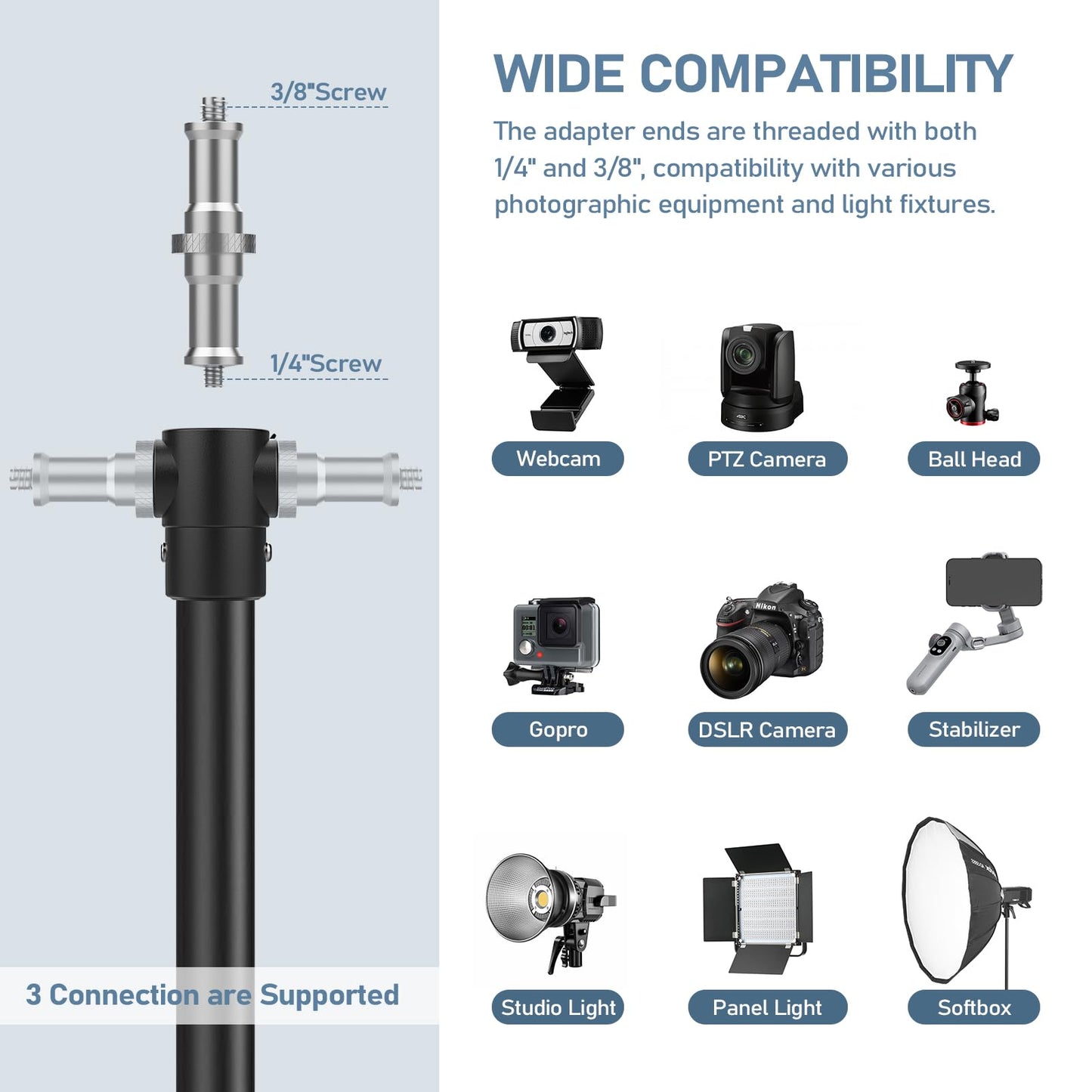 13.1' Heavy Duty Light Stand Photography, Sdfghj 157.2in/4m Adjustable Metal Professional Sky High Tripod with Air Cushioned with 1/4"& 3/8" Screw