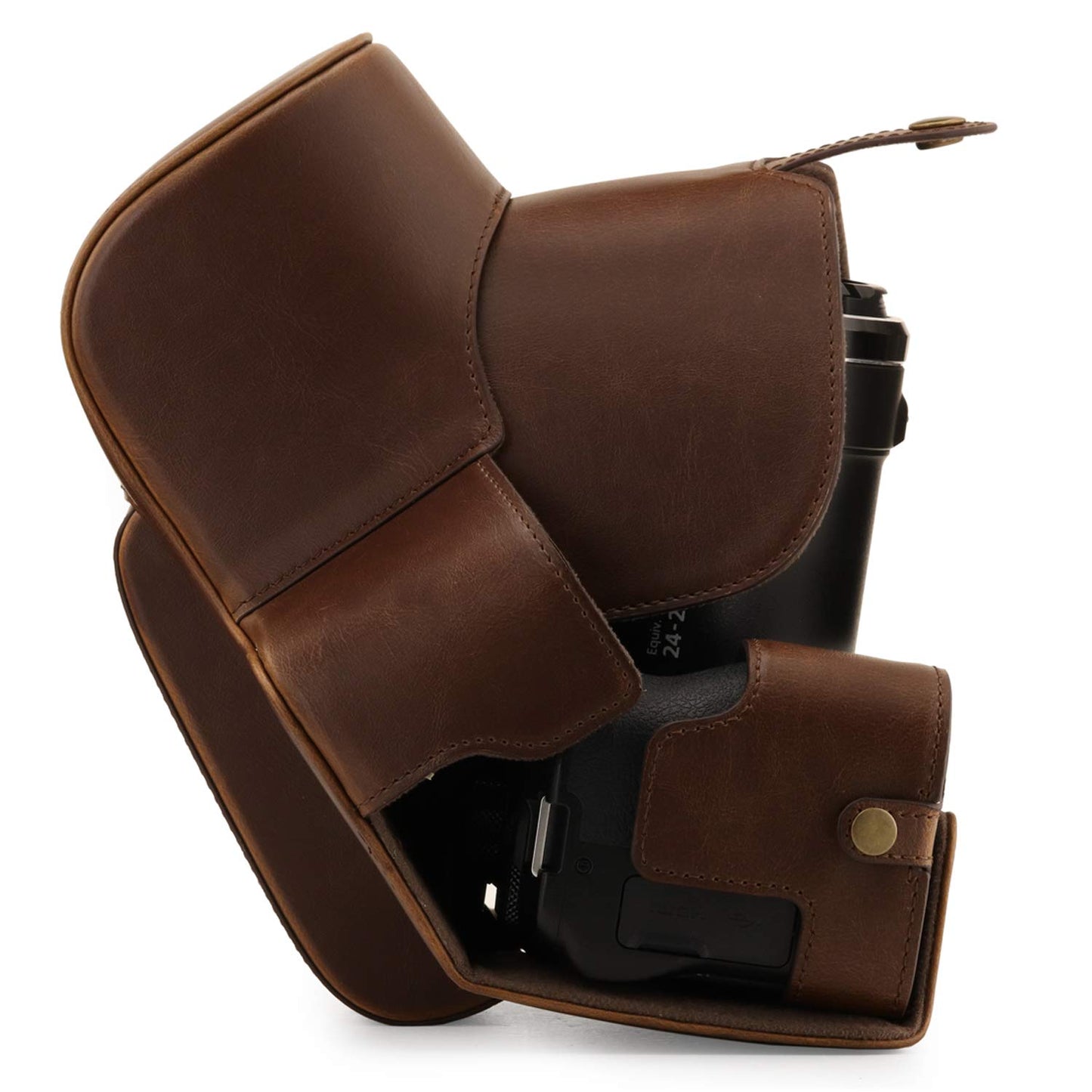 MegaGear Faux Leather Case Compatible with Nikon Coolpix P950 - Dark Brown (MG1879)