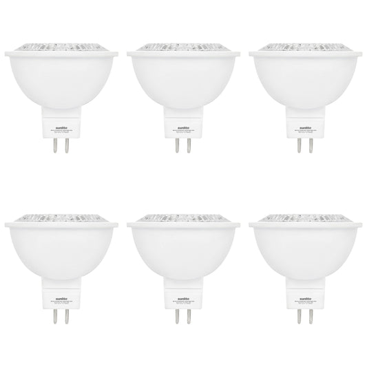 Sunlite LED MR16 Reflector Spotlight Bulb, 7 Watts (50W Equivalent) 12V, 500 LM, 90 CRI, GU5.3 Bi-Pin Base, Dimmable, T20 Compliant, UL Listed, 4000K