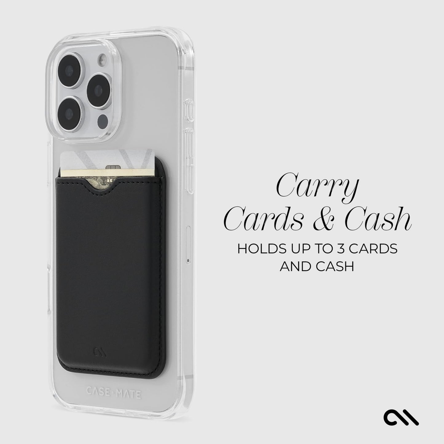 Case-Mate - Magnetic Wallet/Card Holder - Designed for MagSafe Compatible iPhones and Cases - Made with Vegan Leather, Holds up to 3 Cards & Cash