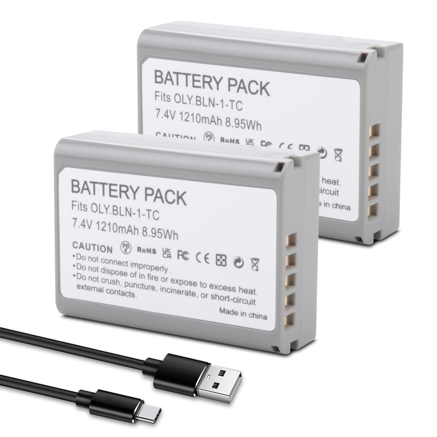 TZRONG 2-Pack BLN-1D Battery Replacement for Olympus BLN-1 BLN1 Battery, BCN-1 BCN1 Charger, M-D E-M1, OM-D E-M5, OM-D E-M5 Mark II, Pen E-P5, Pen-F