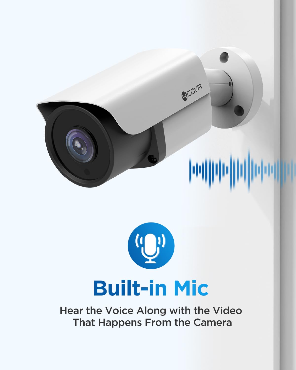 4COVR 5MP PoE Security IP Bullet Camera Outdoor, 5-Megapixel UltraHD Wired Surveillance Camera, AI Human Vehicle Detection, 110° Wide Angle 2.8mm Lens
