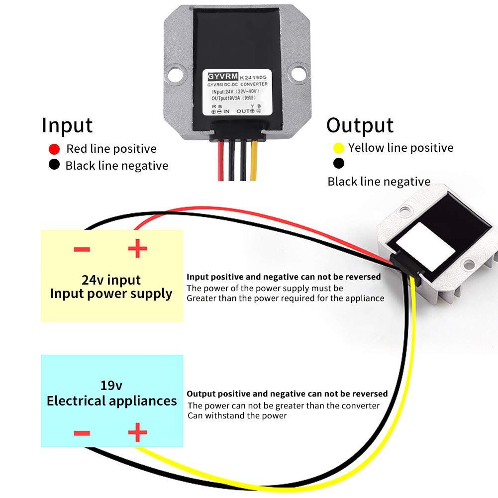 24V to 19V 5A DC Buck Module Voltage Reducer Converter - Waterproof Buck Transformer Power Regulator