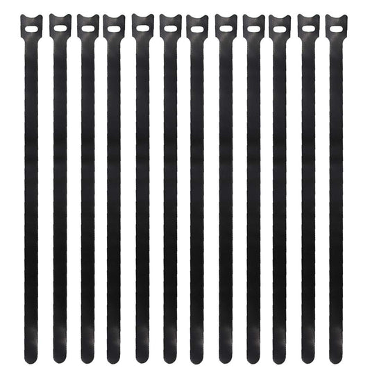 Eowpower 50 Pieces Black 12 inches x 1/2 inch Reusable Cable Ties Microfiber Cloth Hook and Loop Straps Network Wire Management Organizer