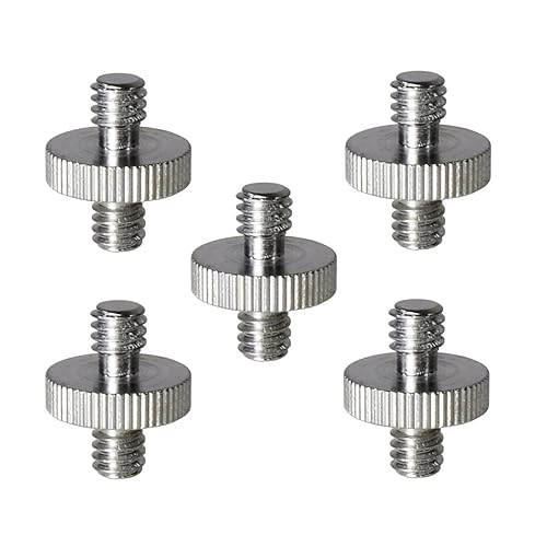 Foto&Tech 5 Pieces 1/4" Male to 1/4" Male Threaded Screw Adapter Compatible with Camera Cage/Shoulder Rig/Tripod/Socket Studio/Lighting Equipment/LED