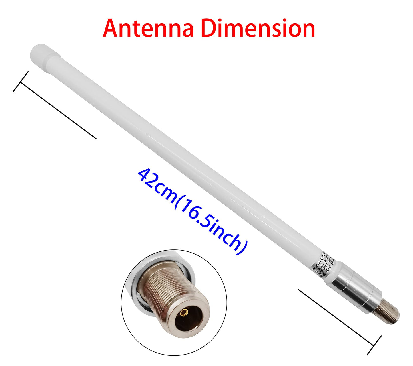 1090MHz 978MHz Dual Band ADS-B Antenna N-Type Female Outdoor 5dBi Fiberglass Antennas + 10ft N-Male to SMA-Male Extension Cable