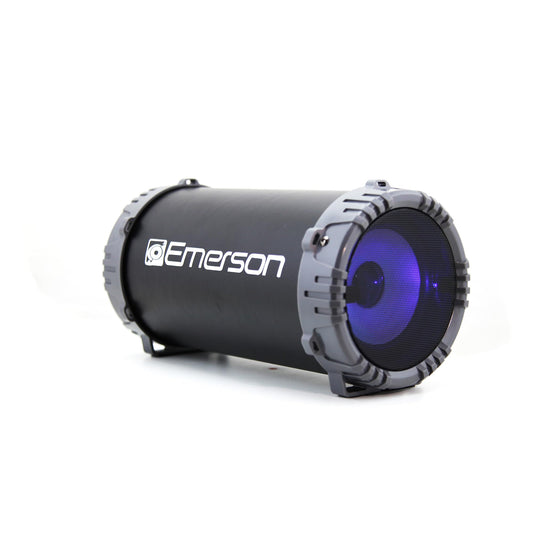 Emerson EAS-3001 Portable Bluetooth Speaker with Carrying Strap, Multicolor LED Lighting, Built-in Rechargeable Battery, AUX Input, USB Charging,