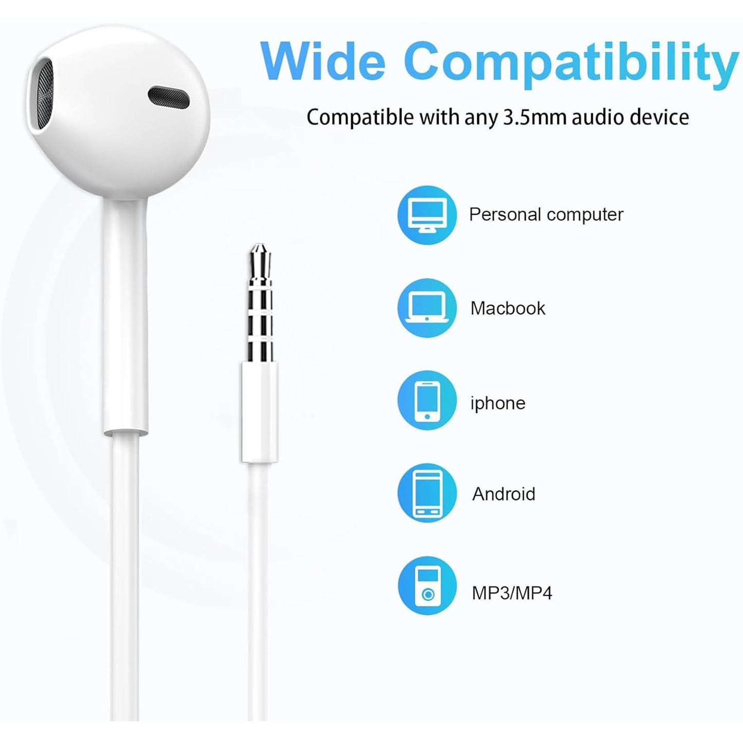 2 Pack Wired Earbuds [Apple MFi Certified] Headphones Earphones with 3.5mm Wired in Ear Headphone Plug (Built-in Microphone & Volume Control)