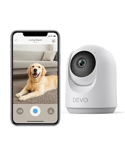 Devo Indoor Smart Cameras for Home Security 2K, 360 Pan-Tilt Human Pet Dog Baby Monitor Camera with Phone App, WiFi Home Camera Motion Detection