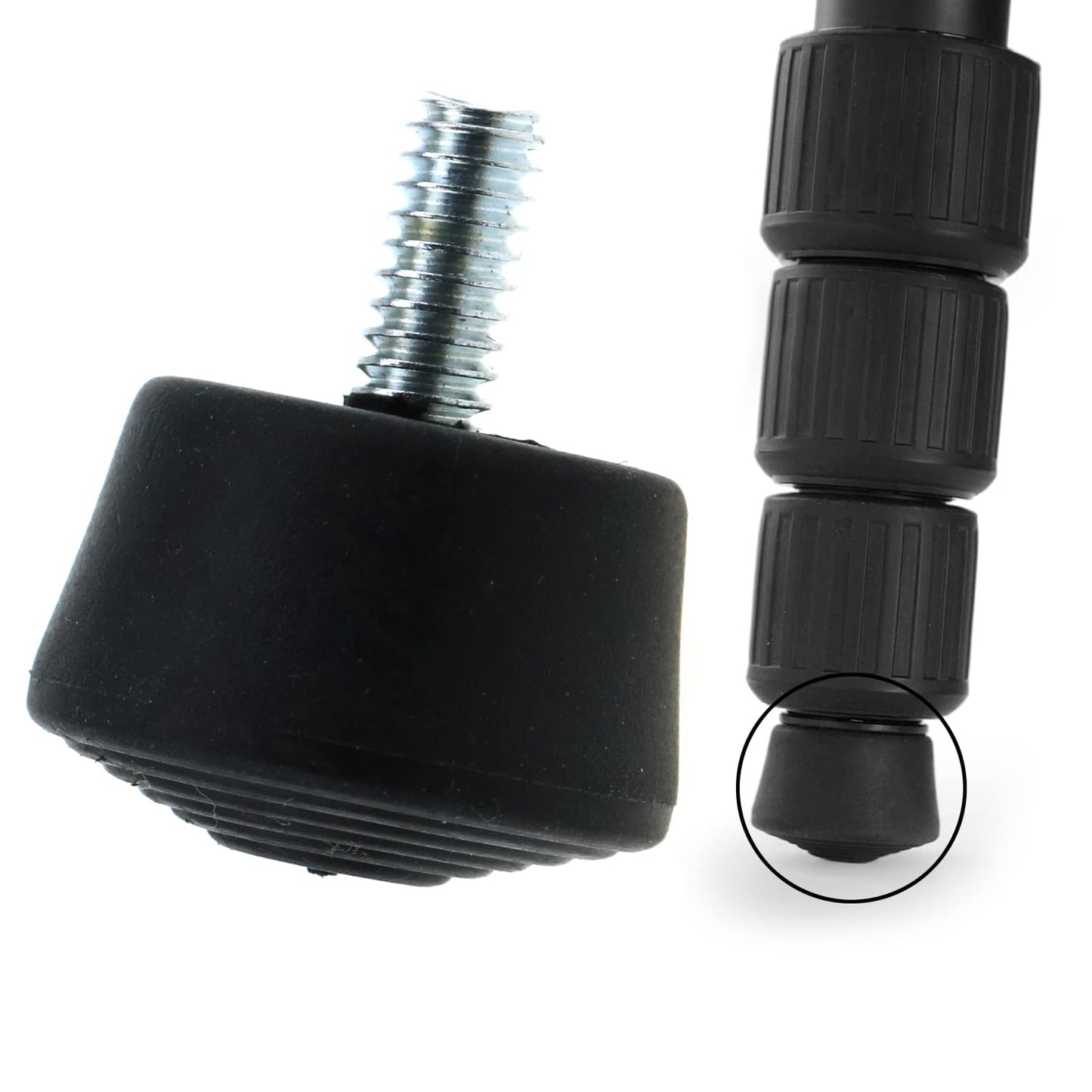 LUORNG 3pcs Antislip Rubber Tripod Feet Spike 1/4" Photography Accessories, Black
