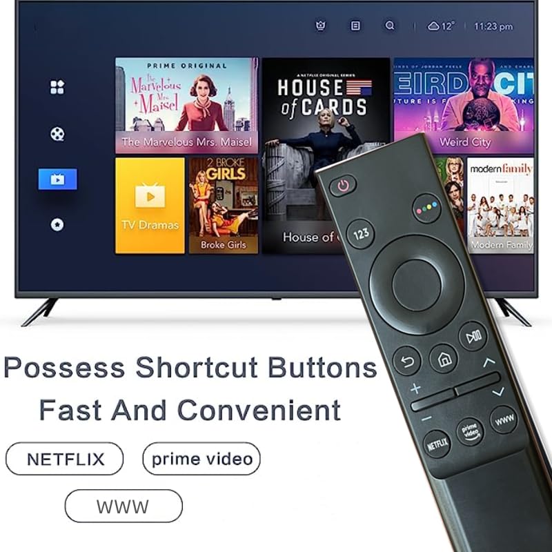Universal Remote Control Compatible for Samsung Smart-TV LCD LED UHD QLED 4K HDR TV Remote, with Netflix Prime Video and WWW Buttons BN59-01358D