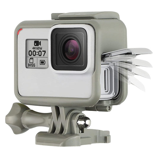 SOONSUN Frame Mount Housing Case for GoPro Hero 5 6 7 Black White Silver Hero 2018 Cameras Protective Housing with Buckle and Screw, All Slots Fully