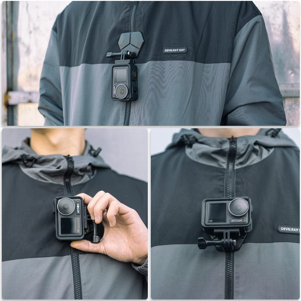SUREWO Magnetic Neck Mount for Action Cameras, Quick Release Chest Mount with Strap, POV Vlogging Compatible with GoPro Hero 13 12 11 10 9 8 Black,DJI