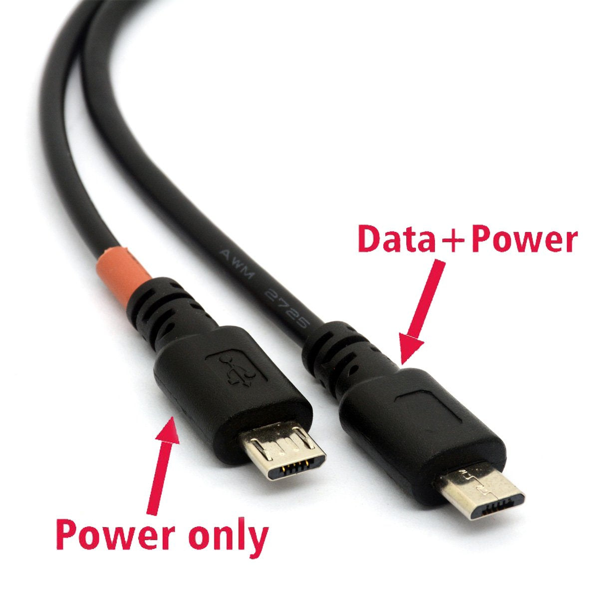 Micro USB Cable Y Splitter USB 2.0 A to Dual Micro B Power Enhancer Hub Adapter 1 Male to 2 Male Android Extension Code Syncing and Charging Two