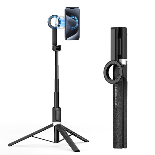UBeesize Magnetic Tripod for iPhone with Remote, 64’’ Extendable Phone Stand for Video Recording/Vlogging, N52 Strong Holder for iPhone 12-15/Android
