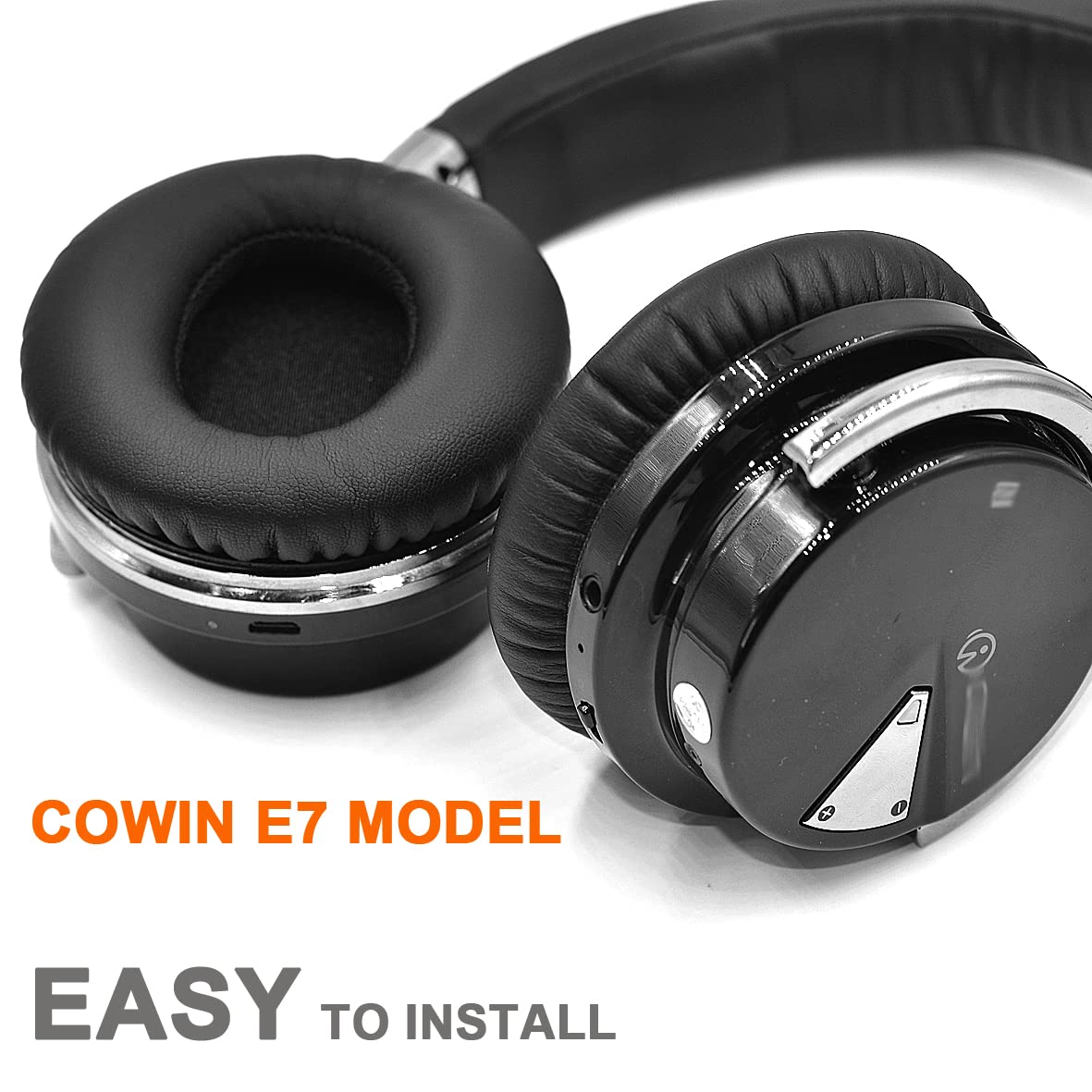 E7 Round Ear Pads - Replacement Ear Cushion Foam Compatible with COWIN E7 / E7 Pro Active Noise Cancelling Headphone, Softer Leather,High-Density