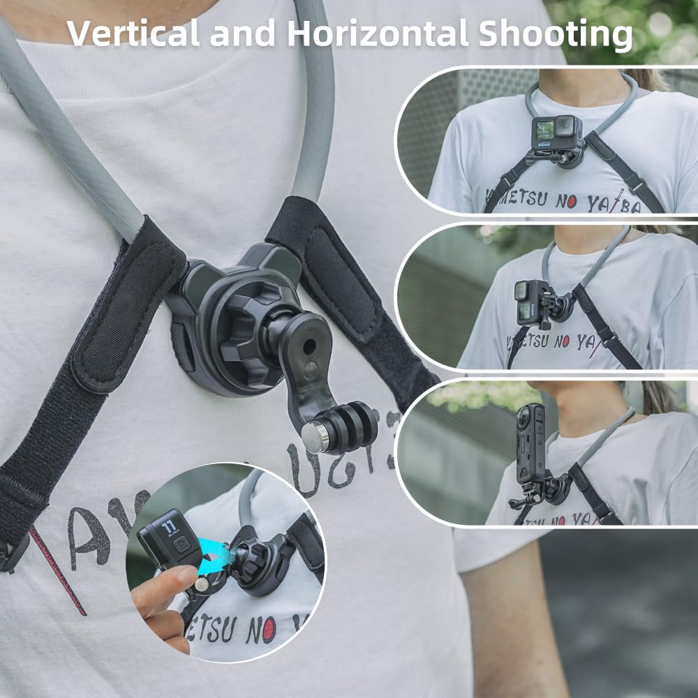 SUREWO Magnetic Neck Mount Necklace Holder for Gopro, POV Selfie Necklace Holder Lanyard Body Strap Mount Compatible with GoPro Hero 13/12/11/10/9/8/7