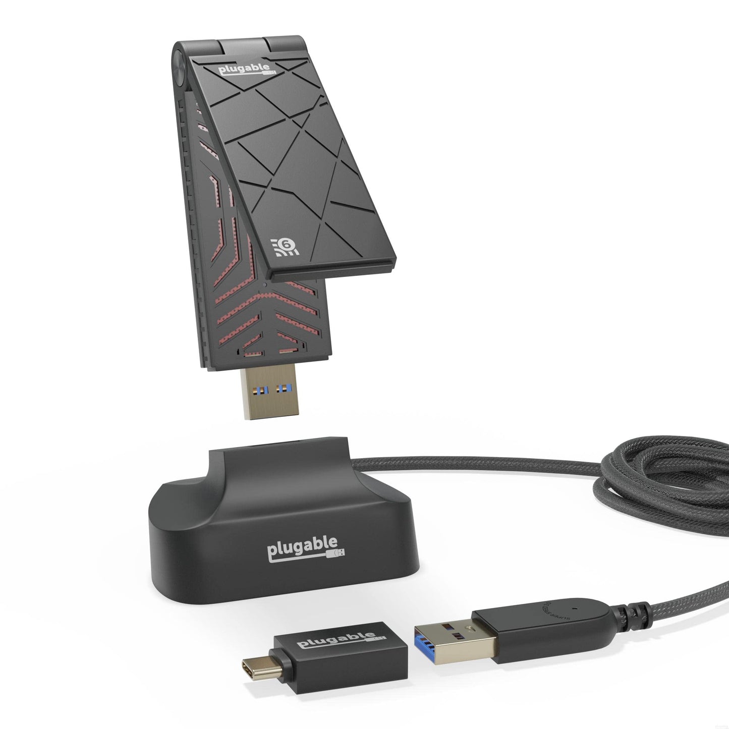 Plugable WiFi 6 Adapter AX1800, USB 3.0/USB-C, Dual Band, Windows 10/11