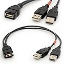 BSHTU USB Cable Y Splitter USB 2.0 Power Enhancer Hub Adapter Data Charger Cable Extension Code Type a 30cm (1 Female to 2 Male)