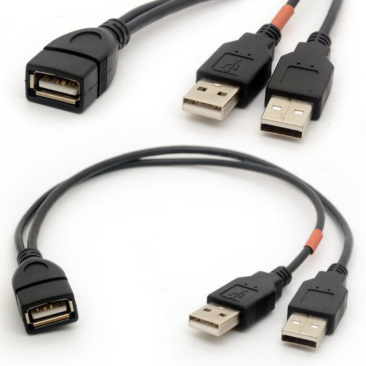 BSHTU USB Cable Y Splitter USB 2.0 Power Enhancer Hub Adapter Data Charger Cable Extension Code Type a 30cm (1 Female to 2 Male)