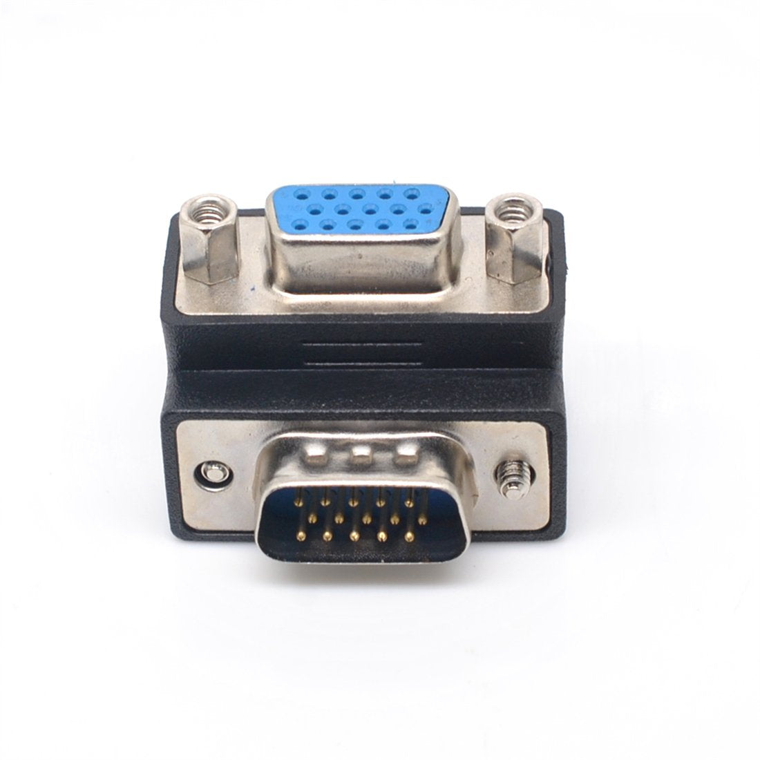 Ganasome DB15 Right Angle Female VGA to Male VGA Cable Adapter - 90 Degree Connector