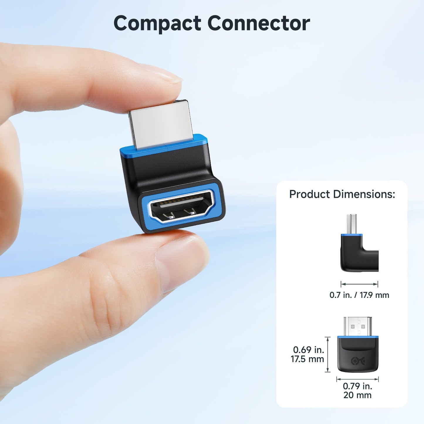 Cable Matters 2-Pack 48Gbps 8K Right Angle HDMI 2.1 Adapter with HDR, Supports 8K@60Hz / 4K@240Hz, 270 Degree HDMI Adapter Male to Female, Black