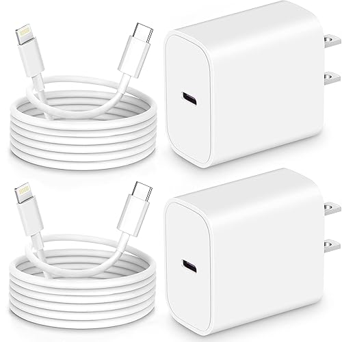 OMBROA Fast-Charging-Cord [MFi Certified],20W PD USB C Wall Charger and 2-Pack(6ft+10ft) Fast Charging Cable