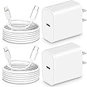 OMBROA Fast-Charging-Cord [MFi Certified],20W PD USB C Wall Charger and 2-Pack(6ft+10ft) Fast Charging Cable