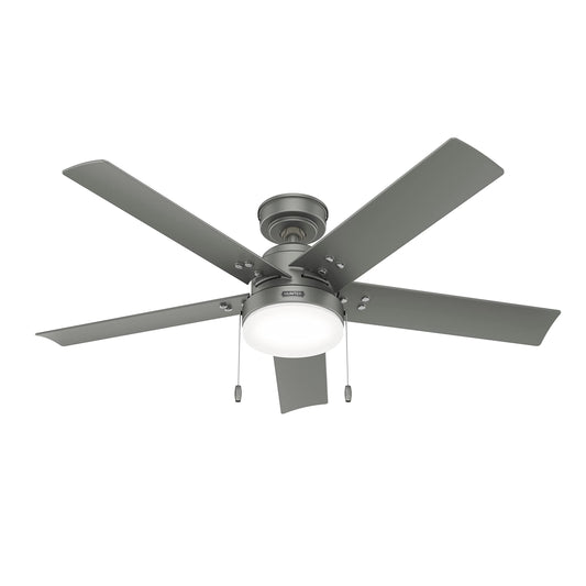 Hunter Fan 52 Inch Casual Matte Silver Finish Outdoor Ceiling Fan With LED Light Kit and Pull Chain (Renewed)