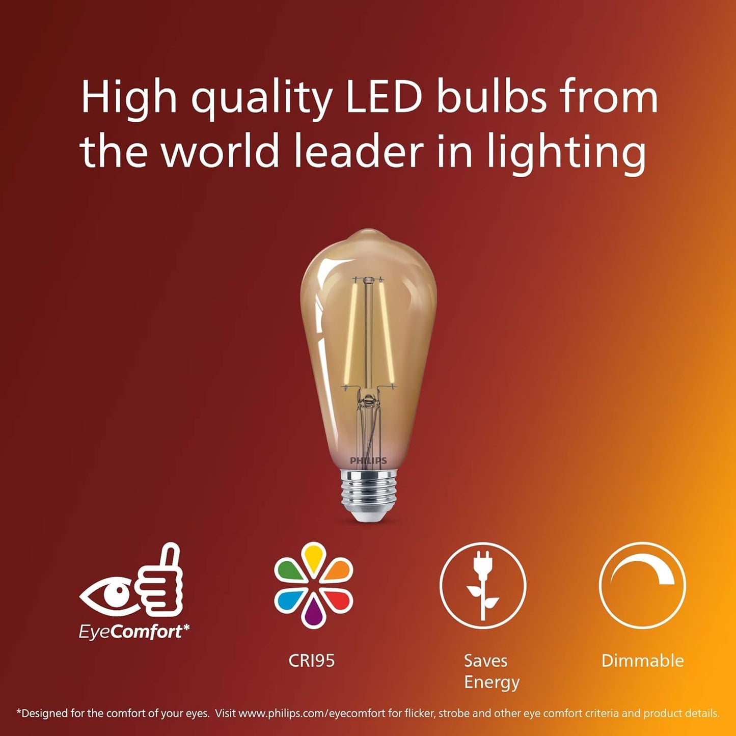 PHILIPS LED 75W ST19 4-Pack Vintage Spiral Amber (2000K) 700 Lumen (8.8W = 75W) Dimmable Frosted Flicker-Free Light Bulbs