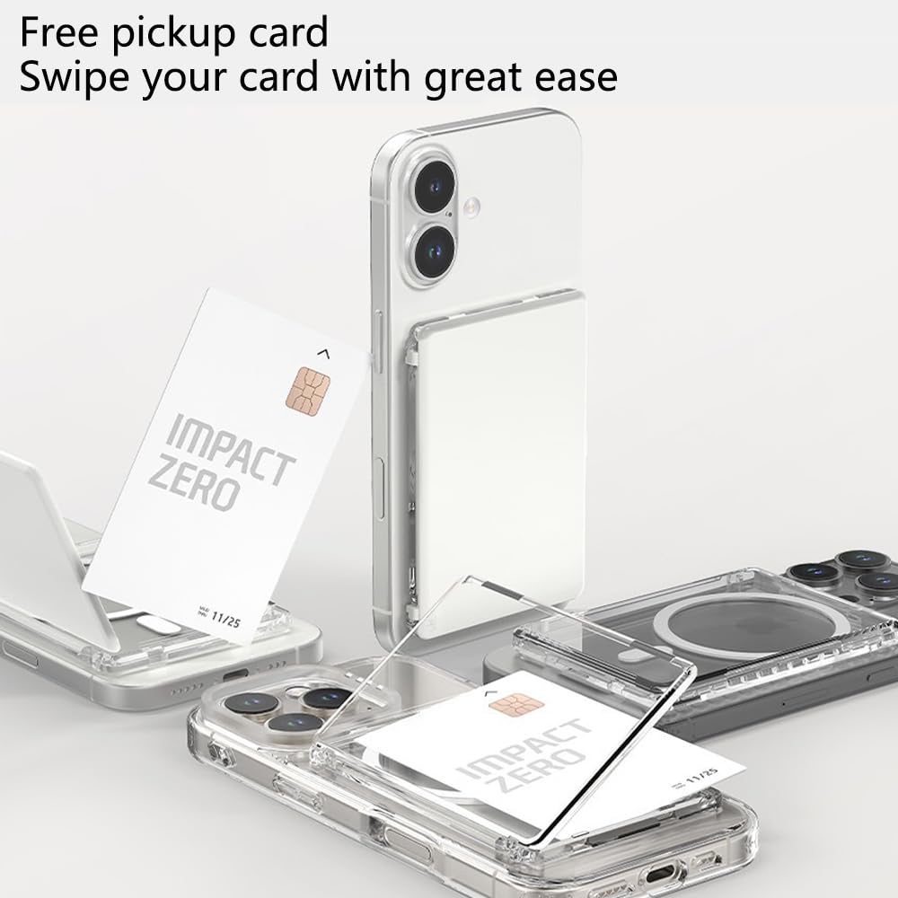 YxtTradeco MagSafe Compatible Wallet with Stand,Slim Clear Magnetic Card Holder (2 Cards),Strong Snap-On Phone Wallet for iPhone 17/16/15/14/13/12