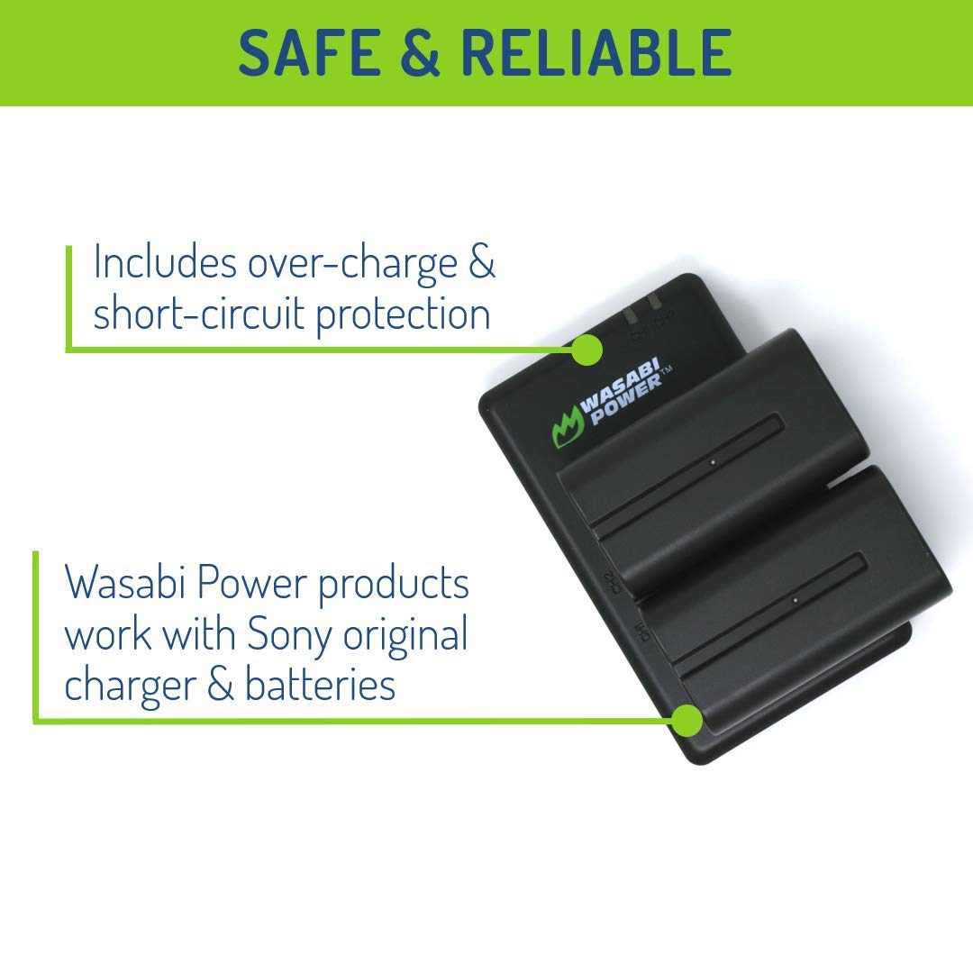 Wasabi Power Battery (2-Pack) and Dual Charger for Sony NP-F730, NP-F750, NP-F760, NP-F770 (L Series)