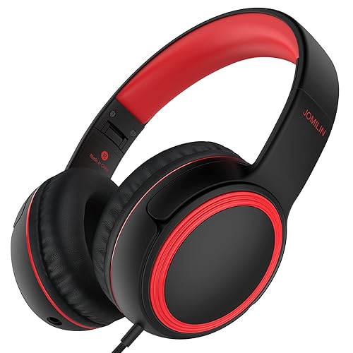 JOMILIN A10 Kids Headphones With Microphone, Lightweight Folding Stereo Bass With 1.5M No-Tangle Cord, Portable Wired for Smartphone Tablet Computer…